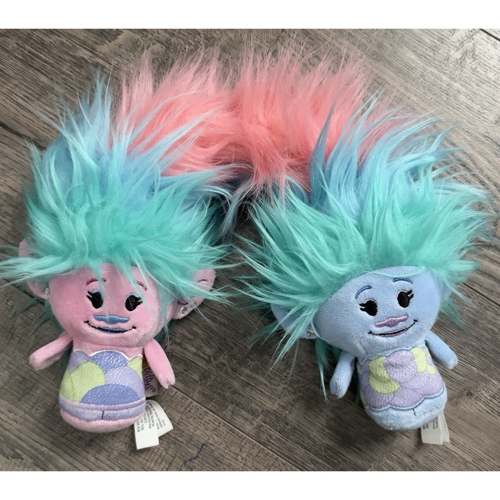 Hallmark Itty Bittys SATIN & CHENILLE Trolls World Tour Set Dreamworks Big Hair